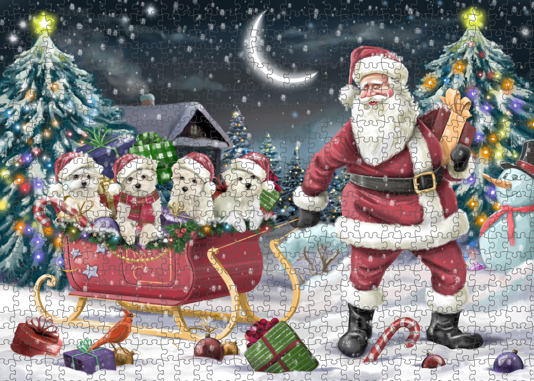 Maltese Jigsaw Puzzle for Adults Interlocking Games Christmas Dog Gift NWT - Picture 13 of 50