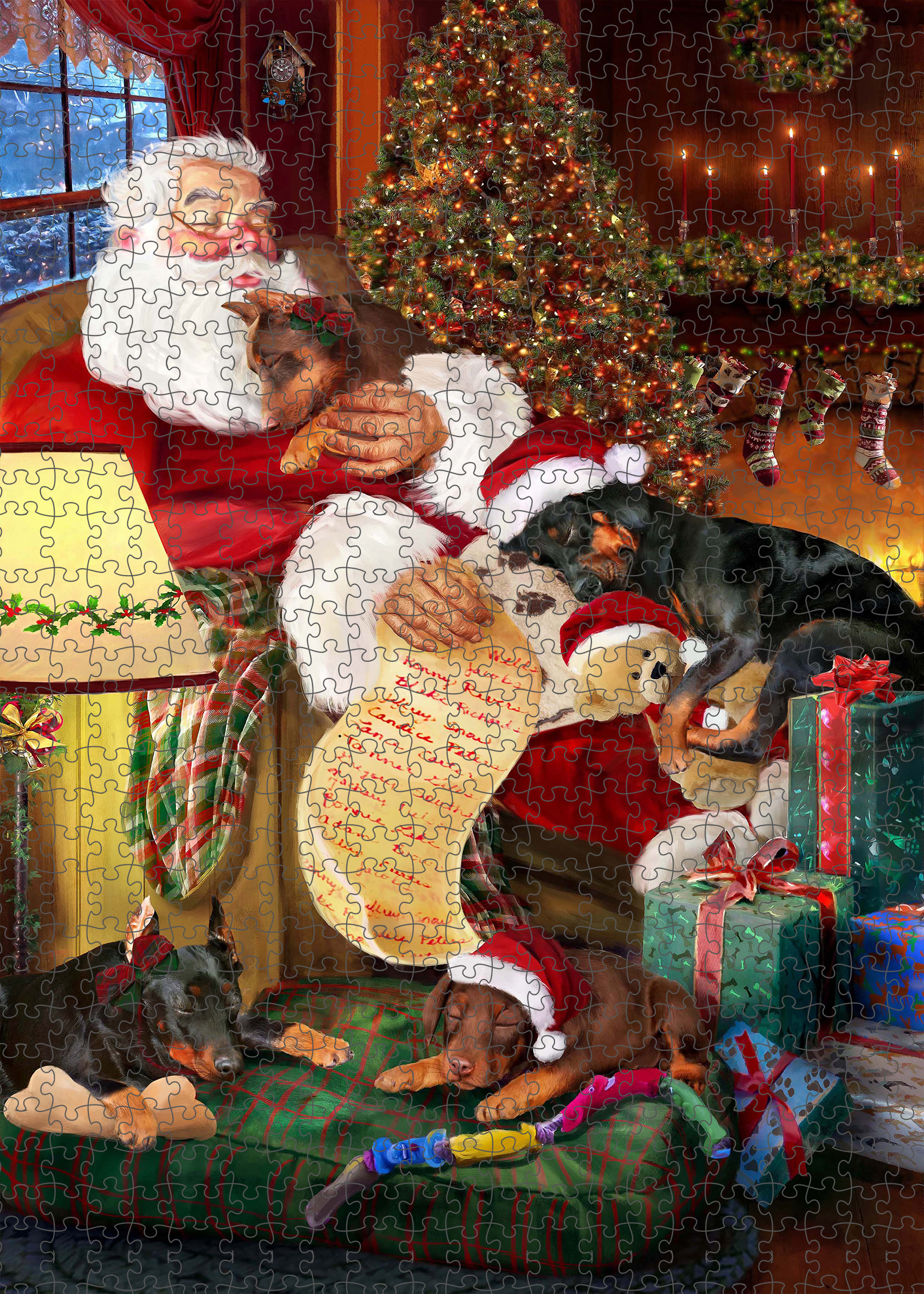 Christmas Doberman Pinscher Dog Photo Jigsaw Interlocking 200 Pcs. Puzzle - Picture 35 of 52