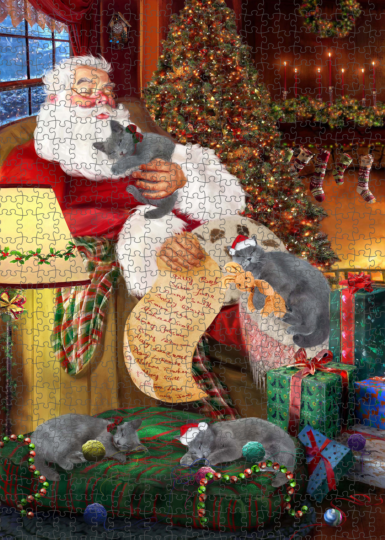 Russian Blue Jigsaw Puzzle for Adults Interlocking Games Christmas Cat Gift NWT - Picture 12 of 49