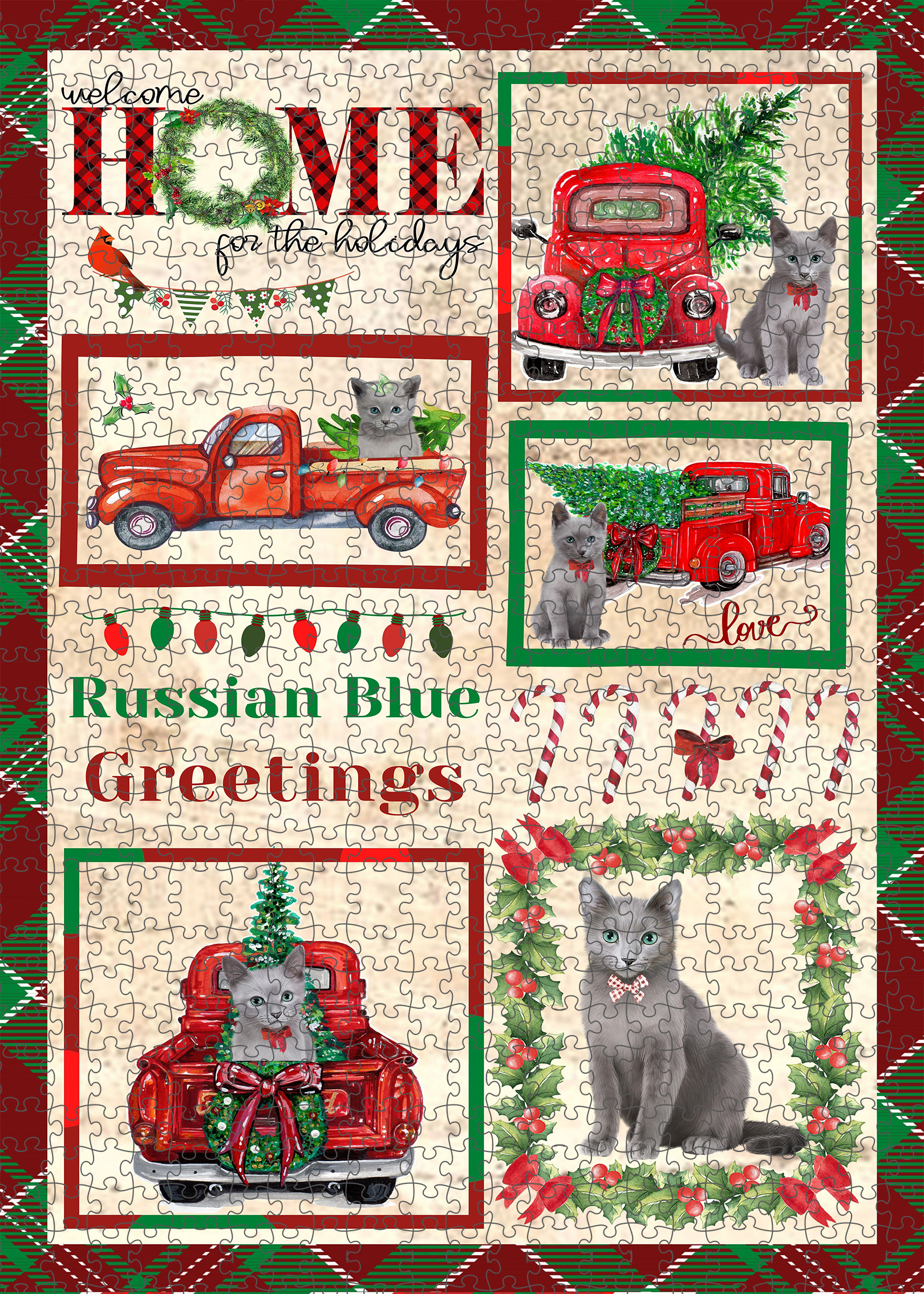 Russian Blue Jigsaw Puzzle for Adults Interlocking Games Christmas Cat Gift NWT - Picture 17 of 49