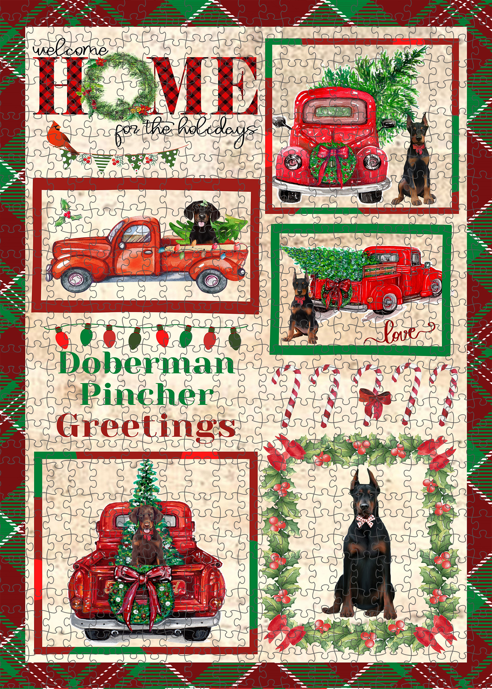 Christmas Doberman Pinscher Dog Photo Jigsaw Interlocking 200 Pcs. Puzzle - Picture 48 of 52
